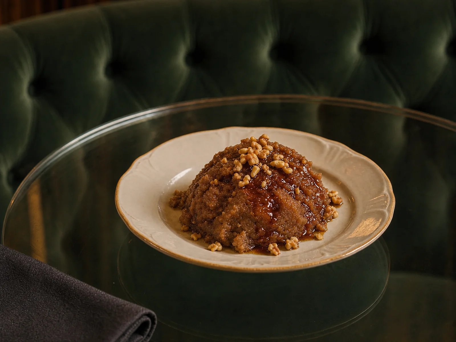 Semolina Halva with Mulberry Molasses