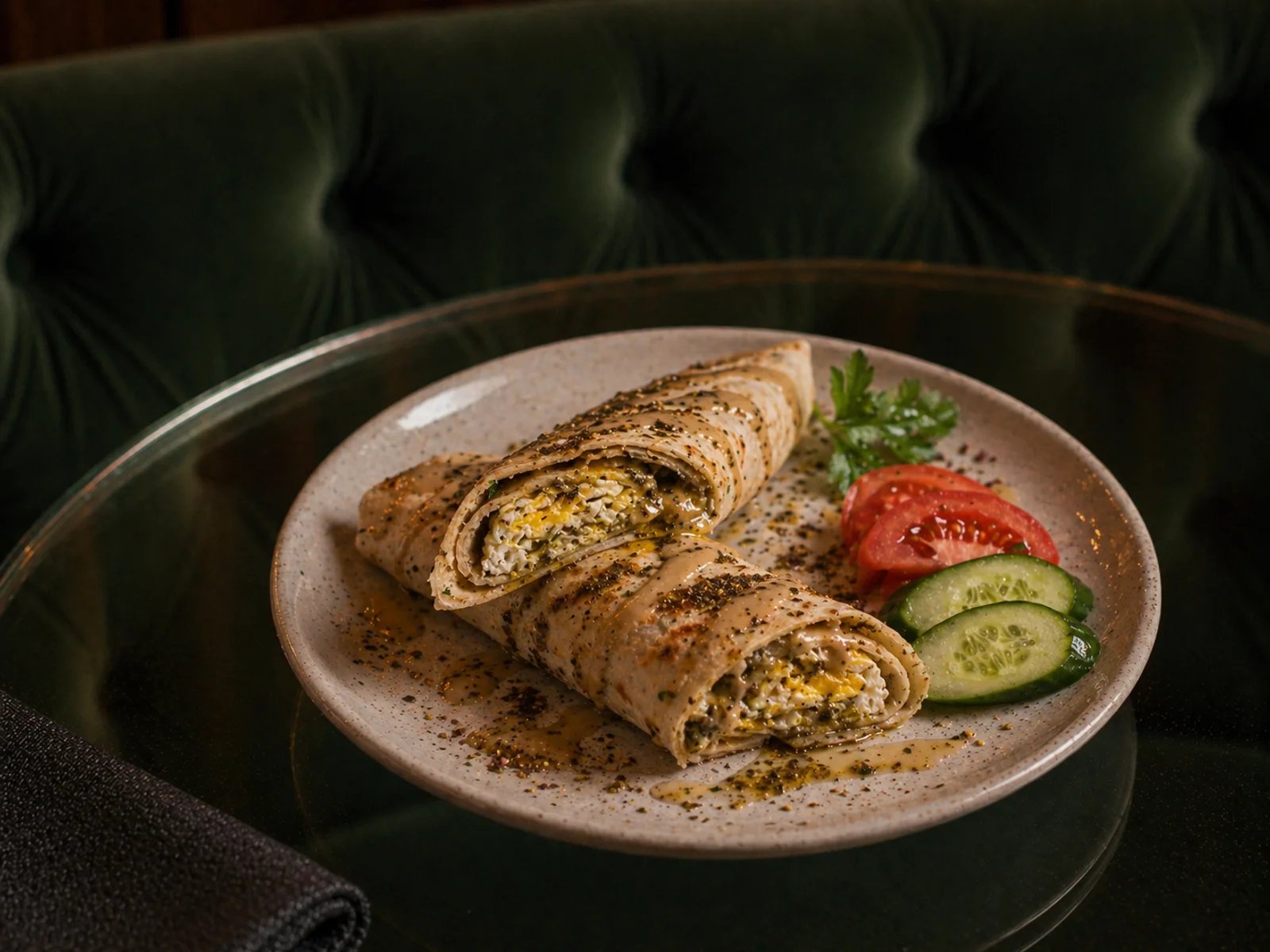 Egg Wrap with Tahini and Zahter