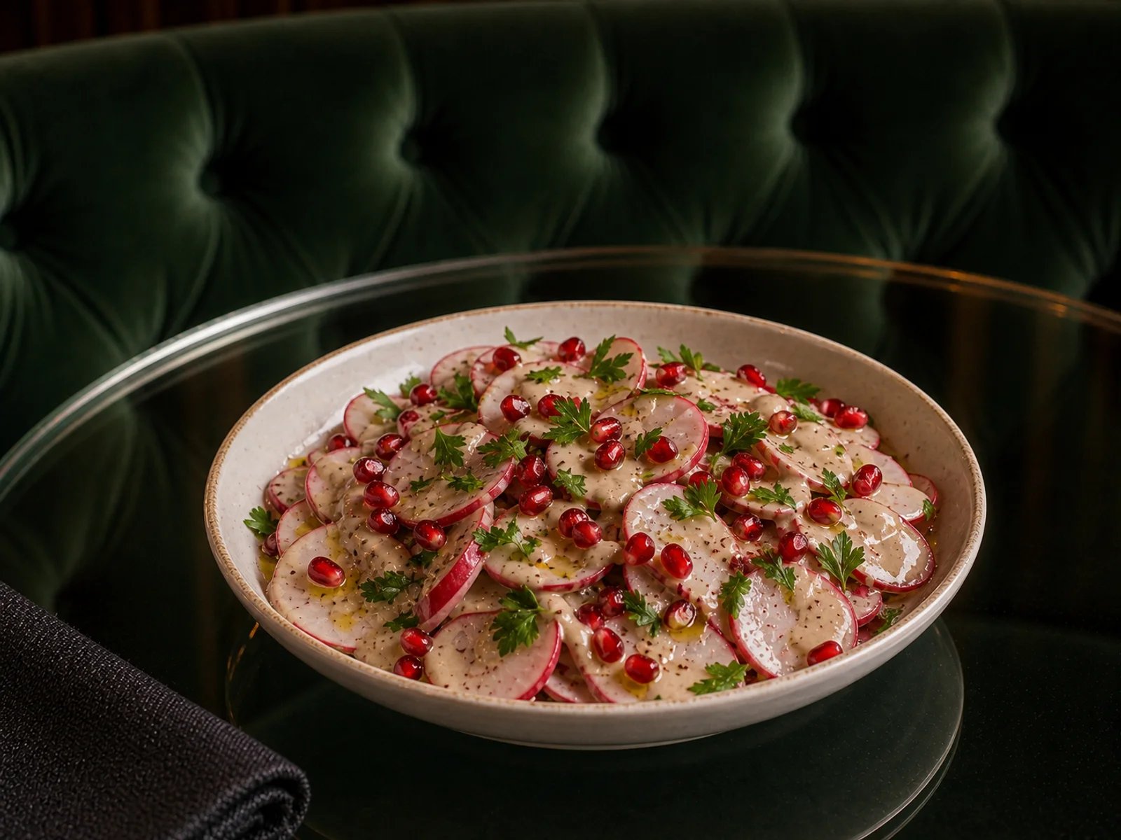 Rettich-Granatapfel-Salat mit Tahin