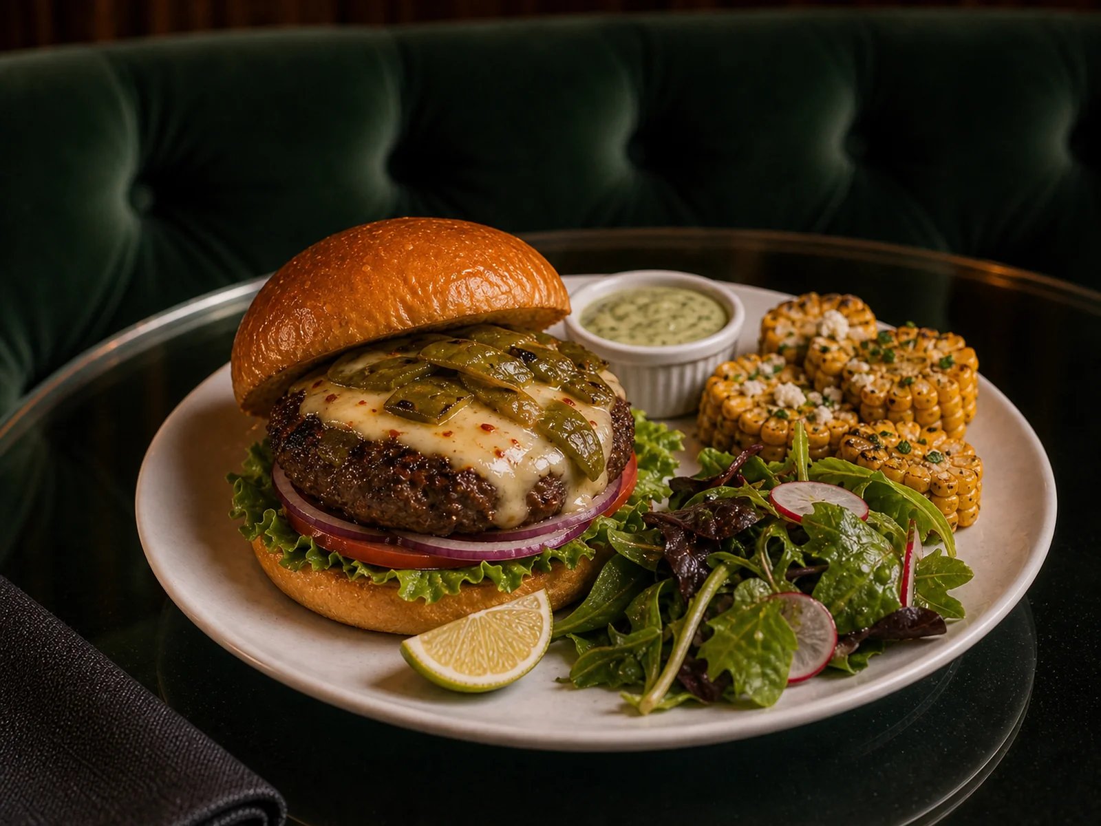 Green Chile Bison Burger