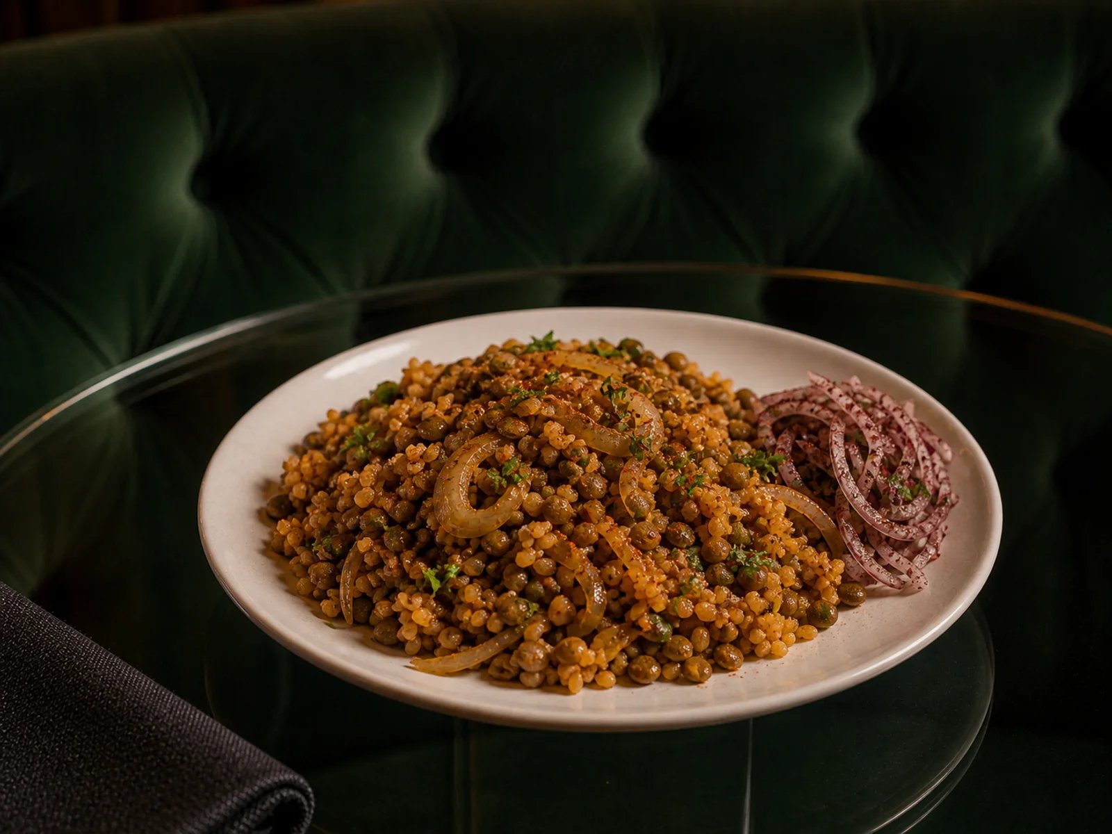 Onion Lentil Bulgur Pilaf