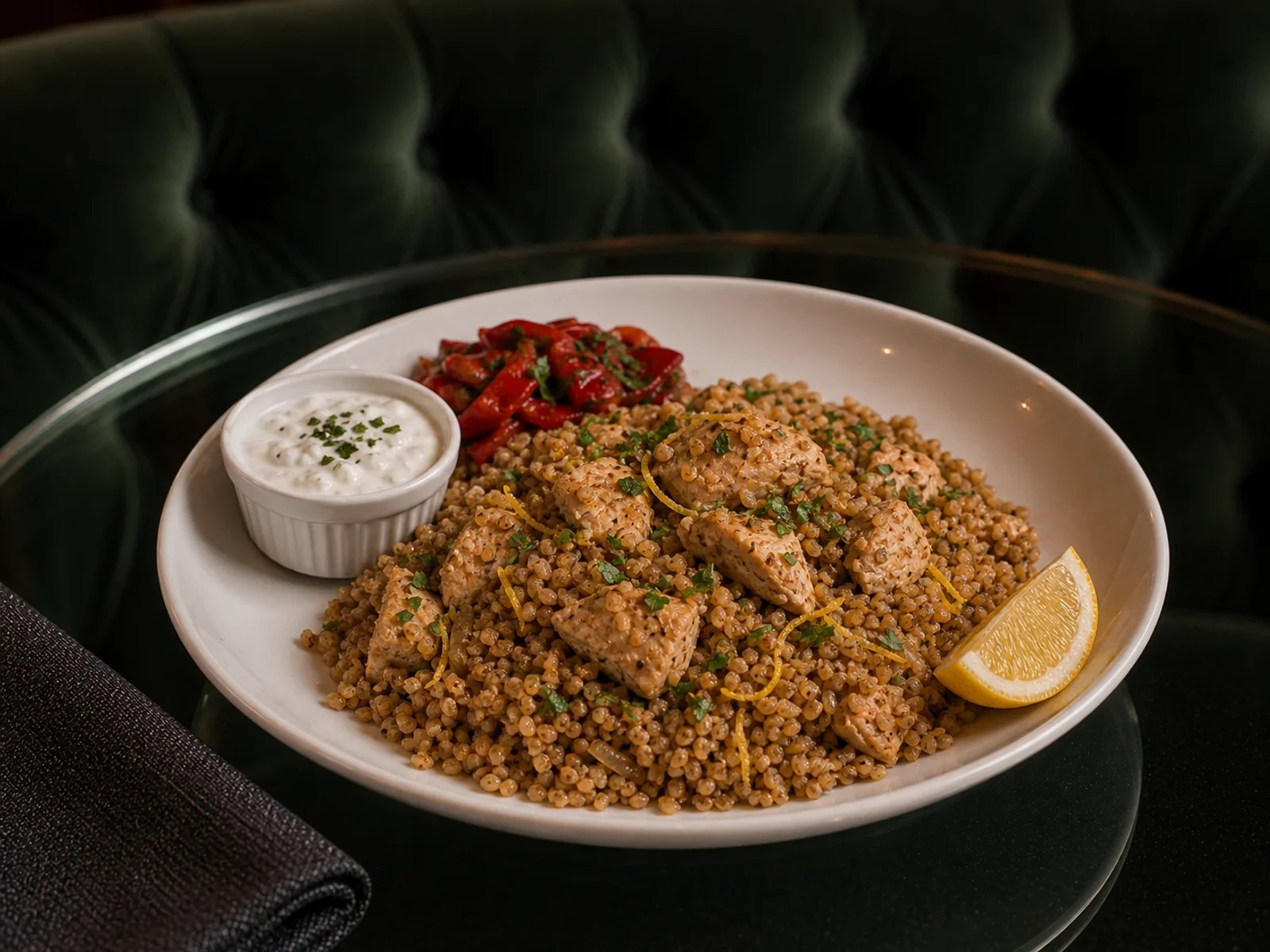 Freekeh Pilaf with Chicken and Lemon