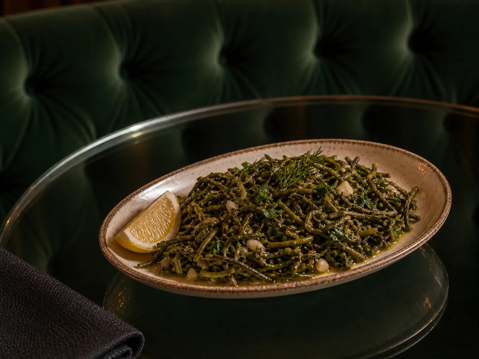 Sour Greens Saute with Samphire