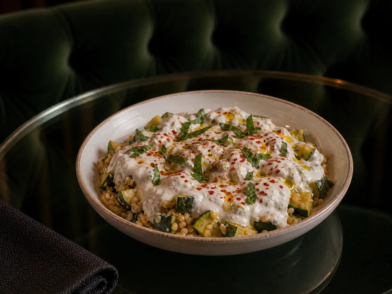 Zucchini Borani with Bulgur