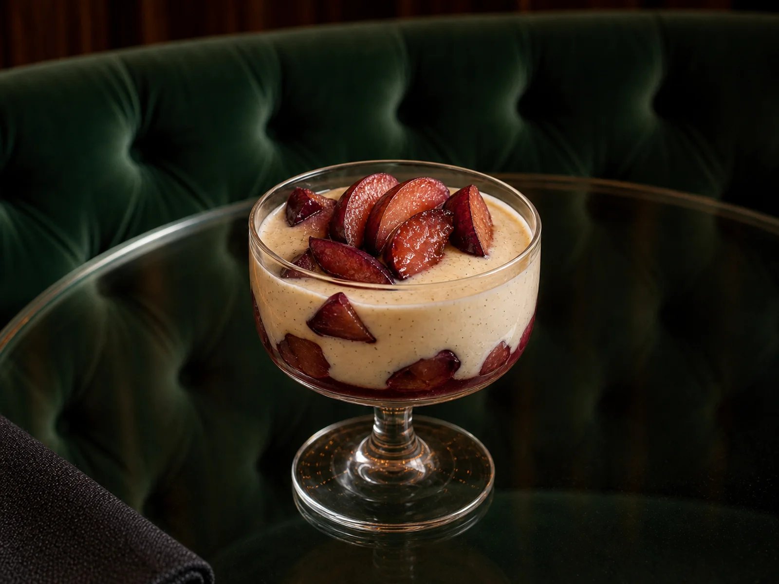Grießbecher mit Pflaume und Vanille