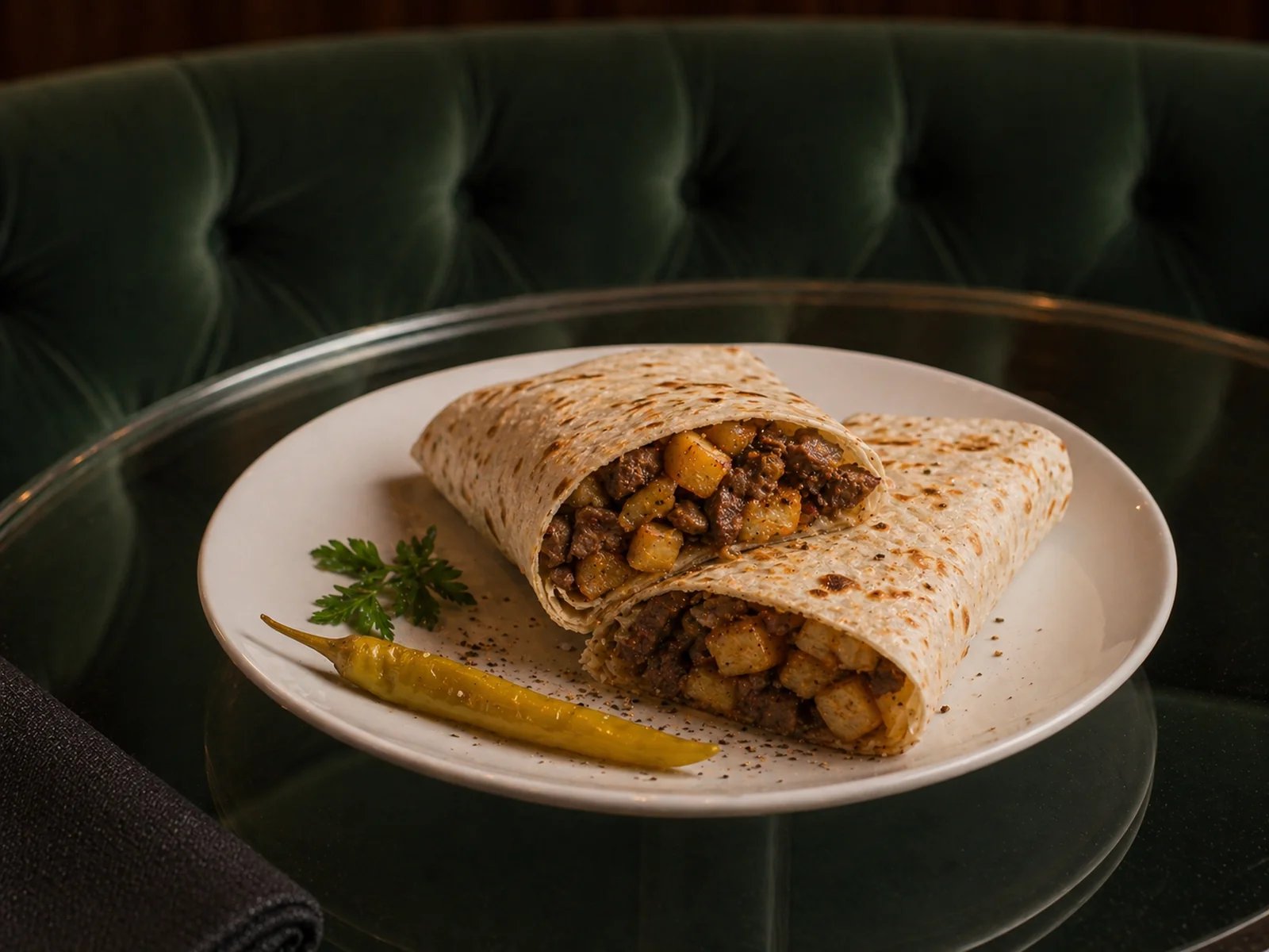 Van Lavash Wrap with Kavurma and Potatoes