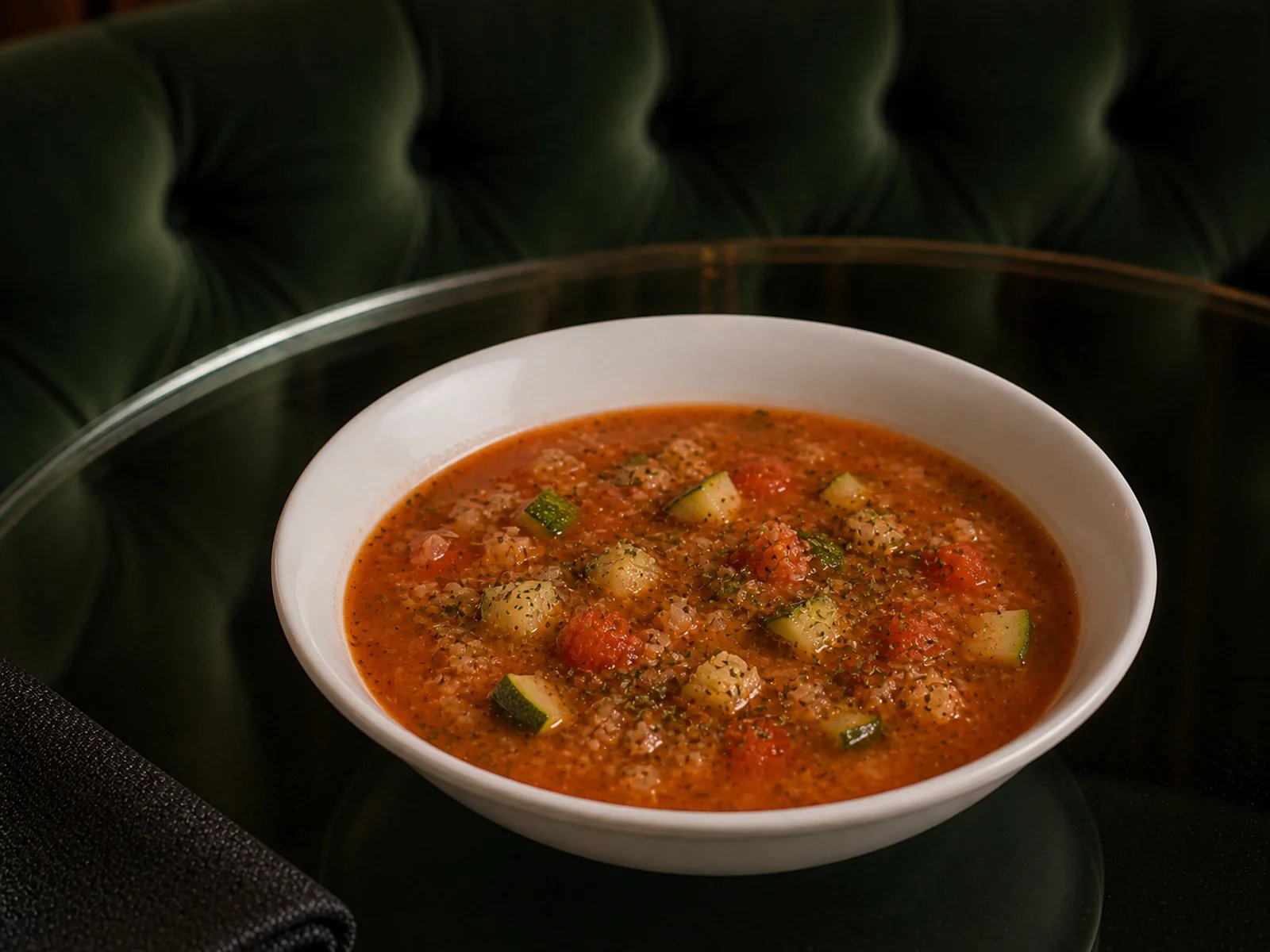 Zucchini-Tomaten-Suppe mit Bulgur