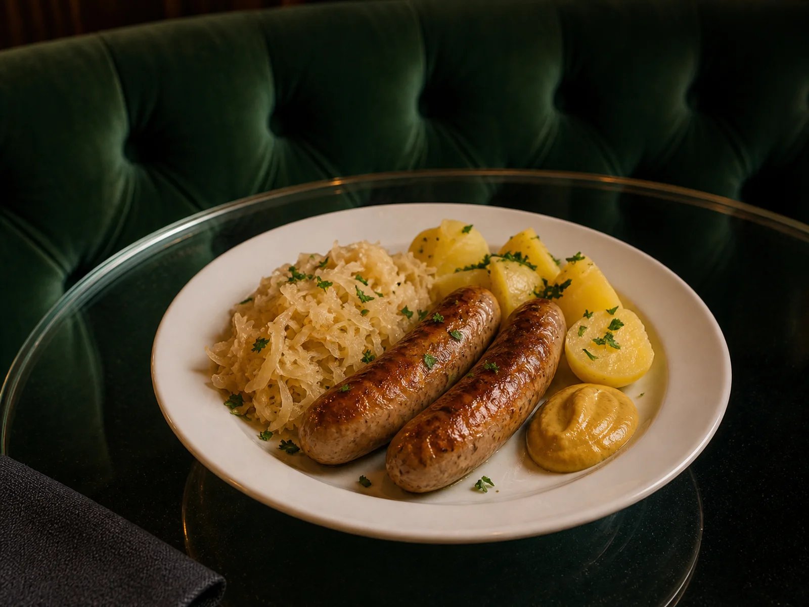 Munich Beef Sausage Sauerkraut Plate