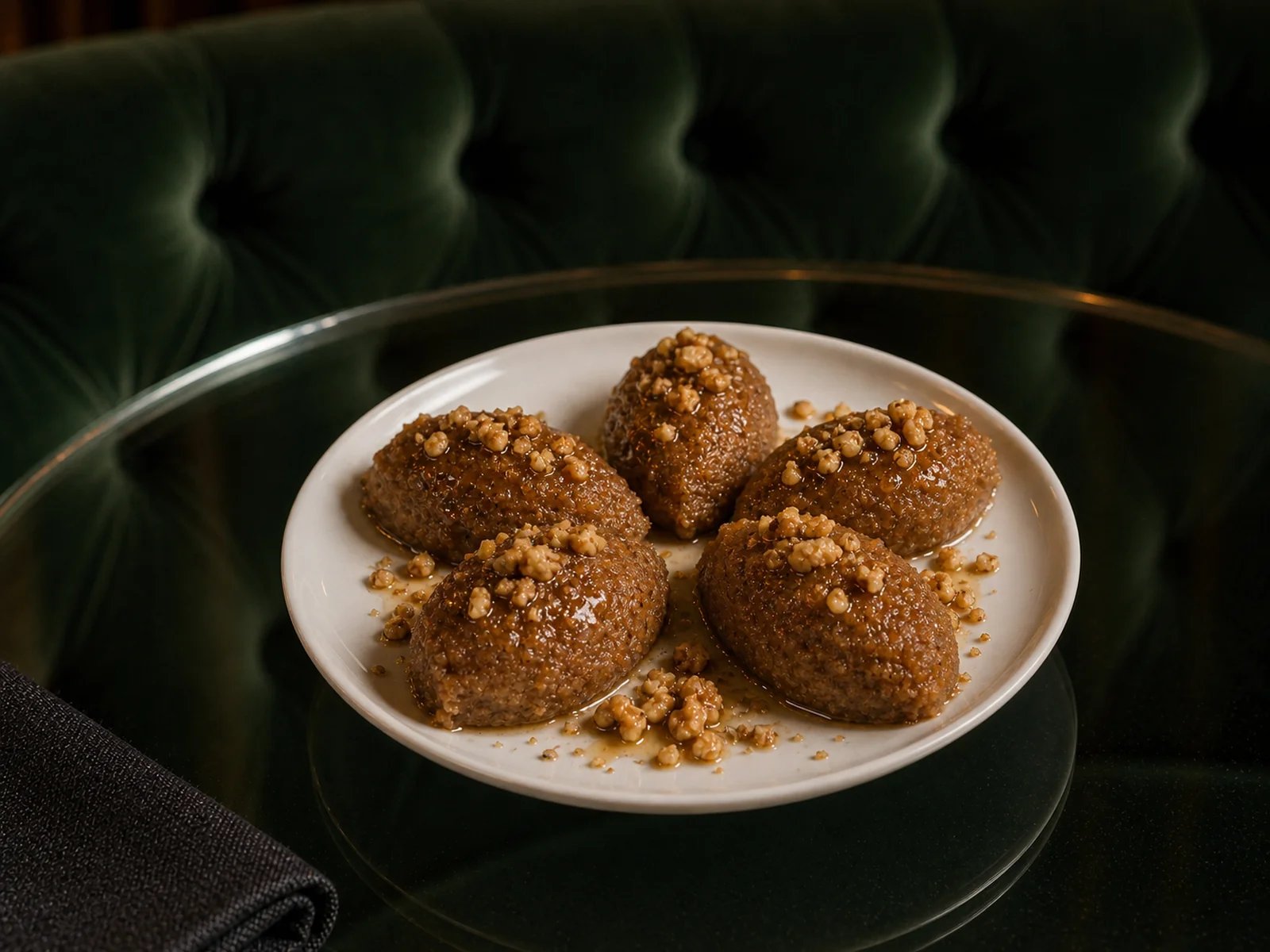 Flour Halva with Mulberry Molasses and Walnuts