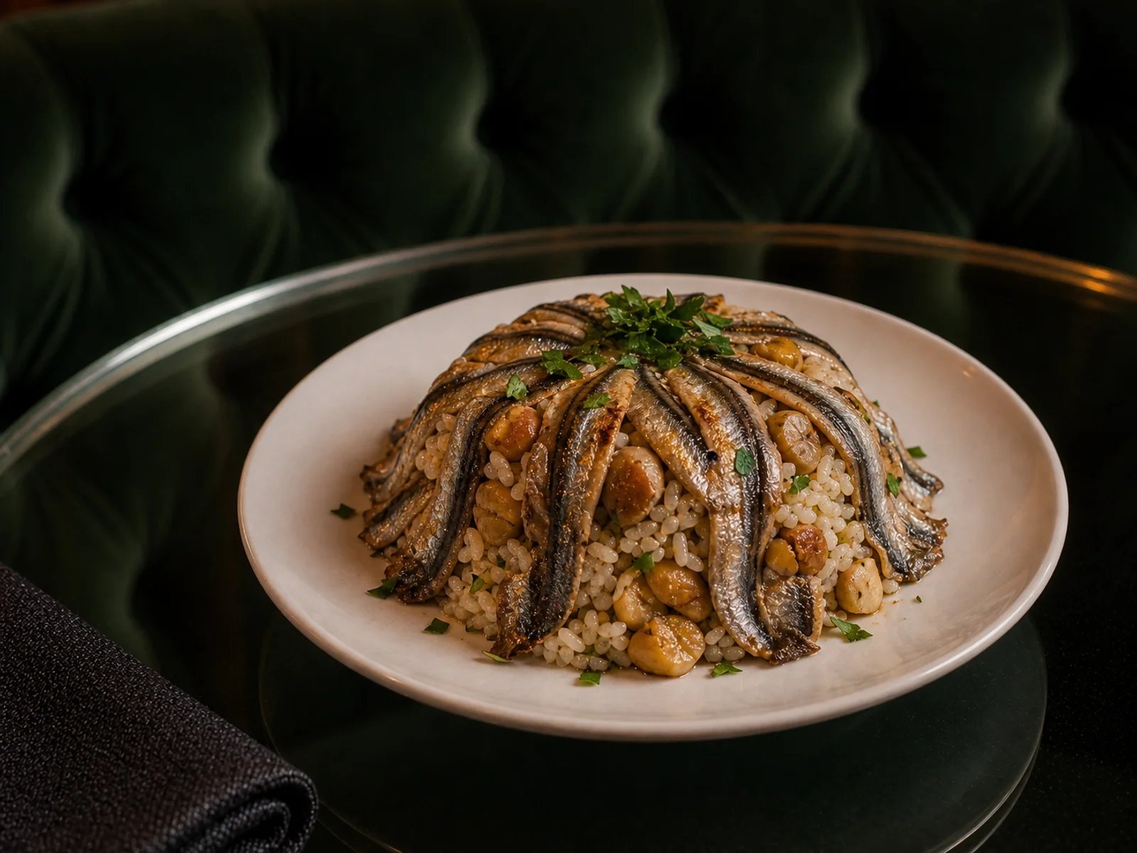 Anchovy Rice with Chestnuts