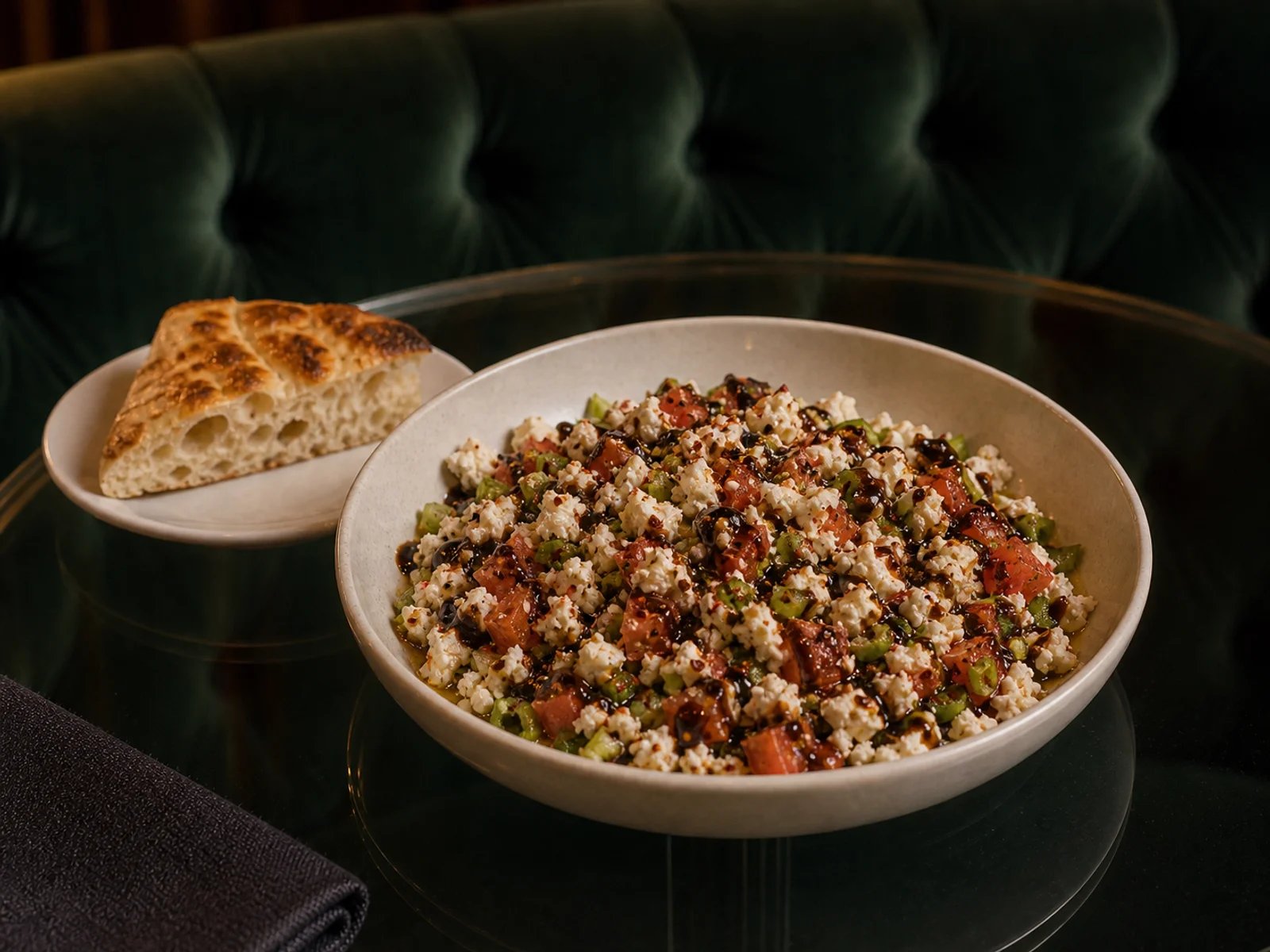 Curd Cheese Salad with Pomegranate Molasses