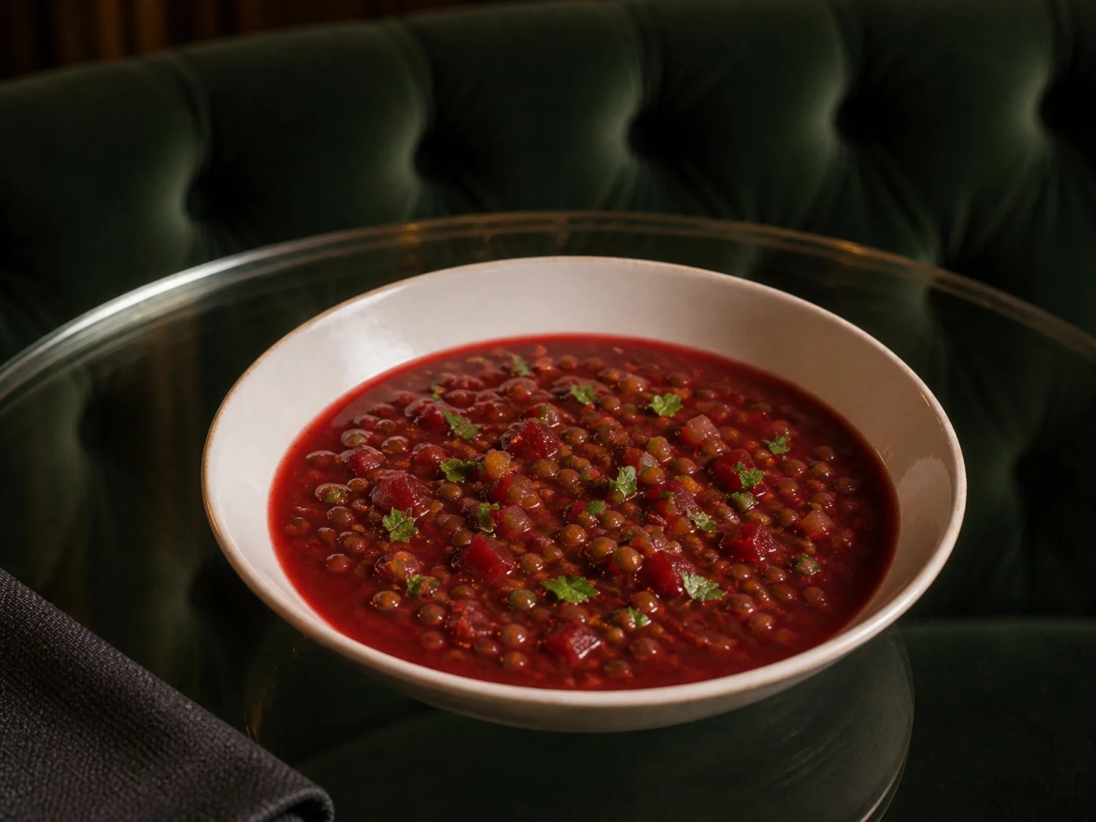 Beet Soup with Green Lentils