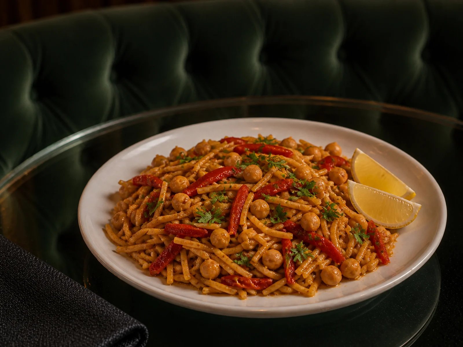 Pepper Chickpea Fideua