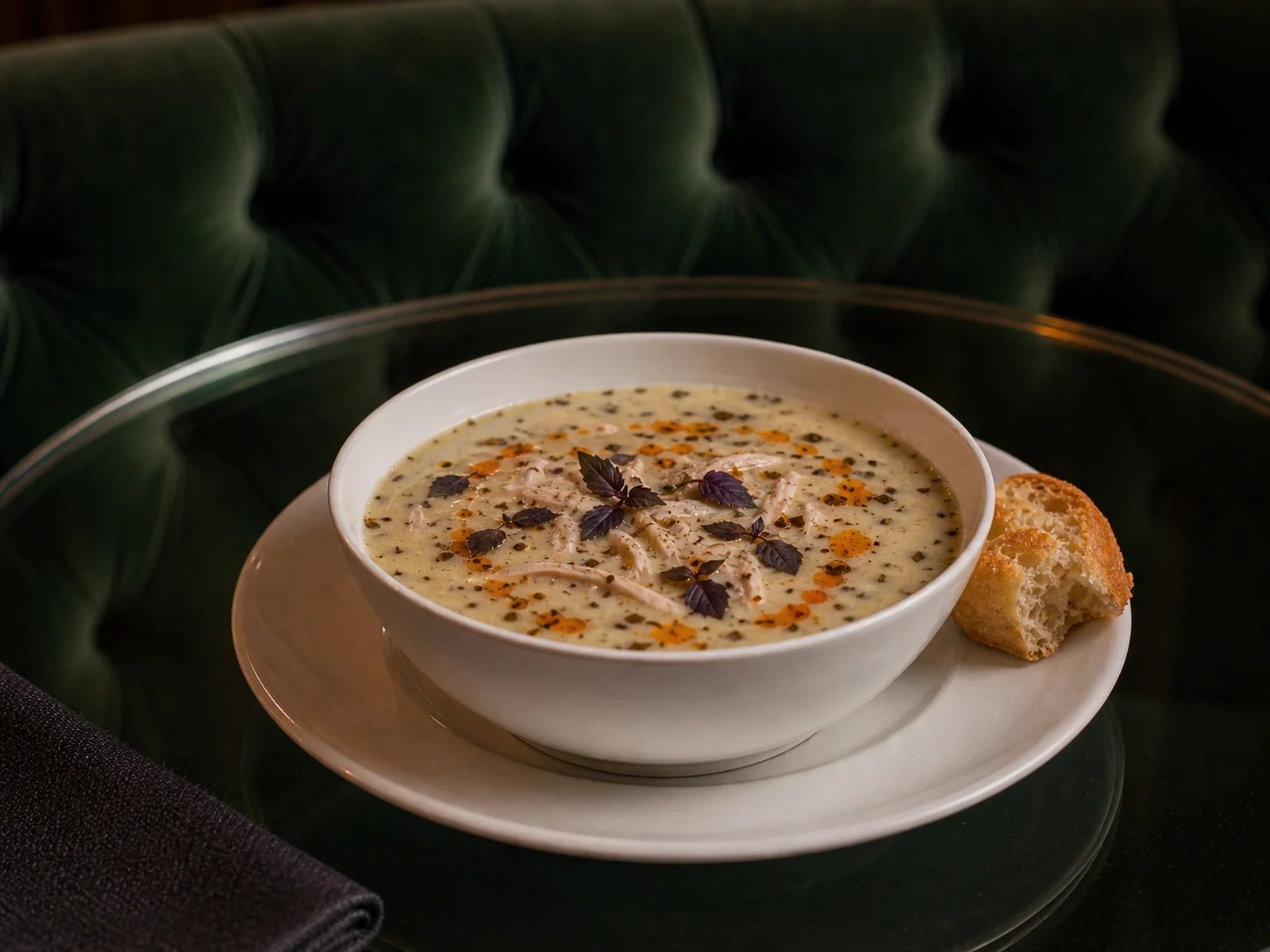 Osmaniye-Joghurtsuppe mit Huhn und Basilikum
