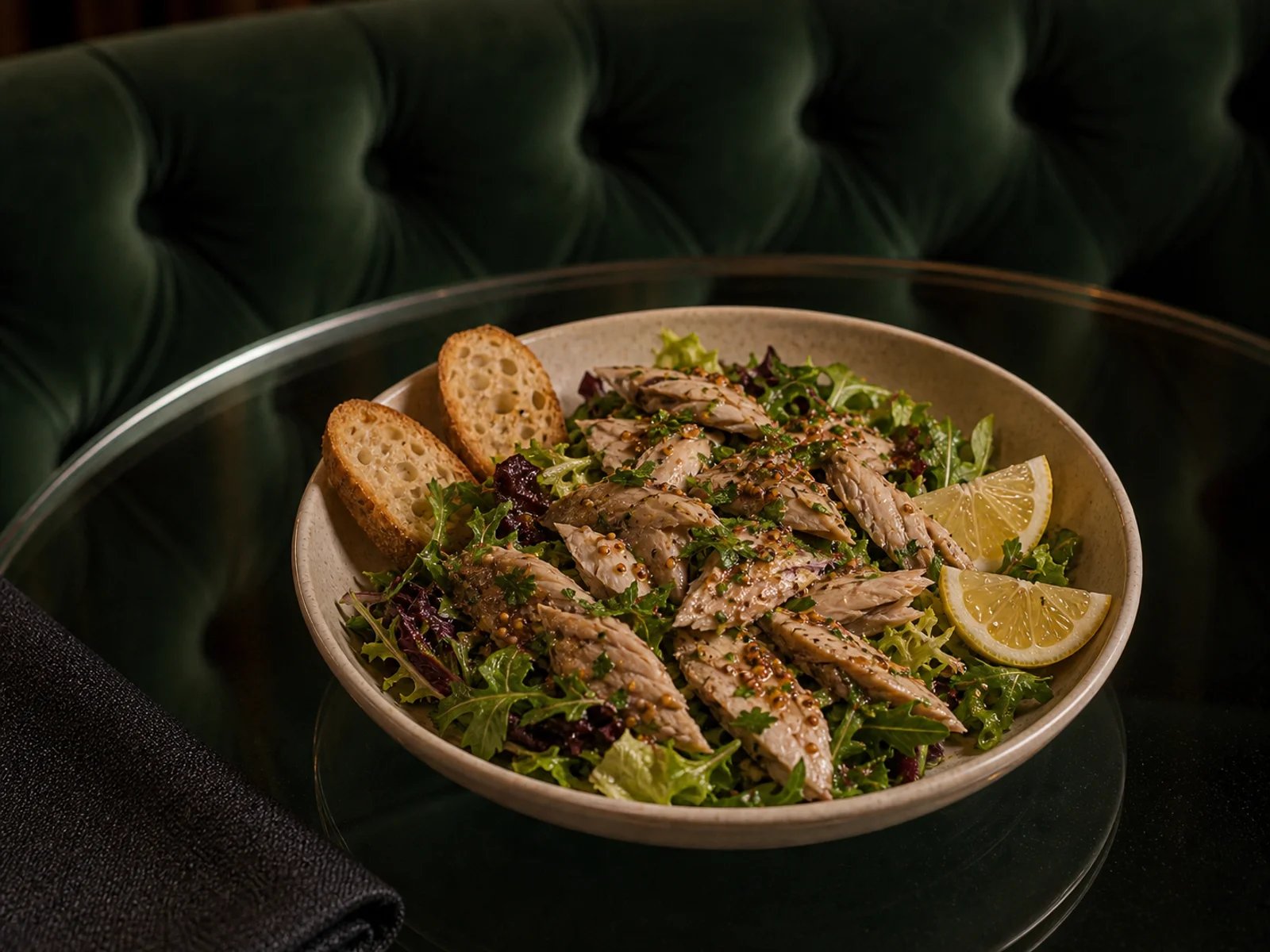 Lüfer-Salat mit Senf