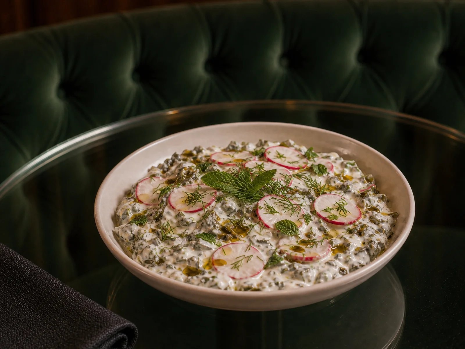 Salat aus Weinblatt, Joghurt und Rettich