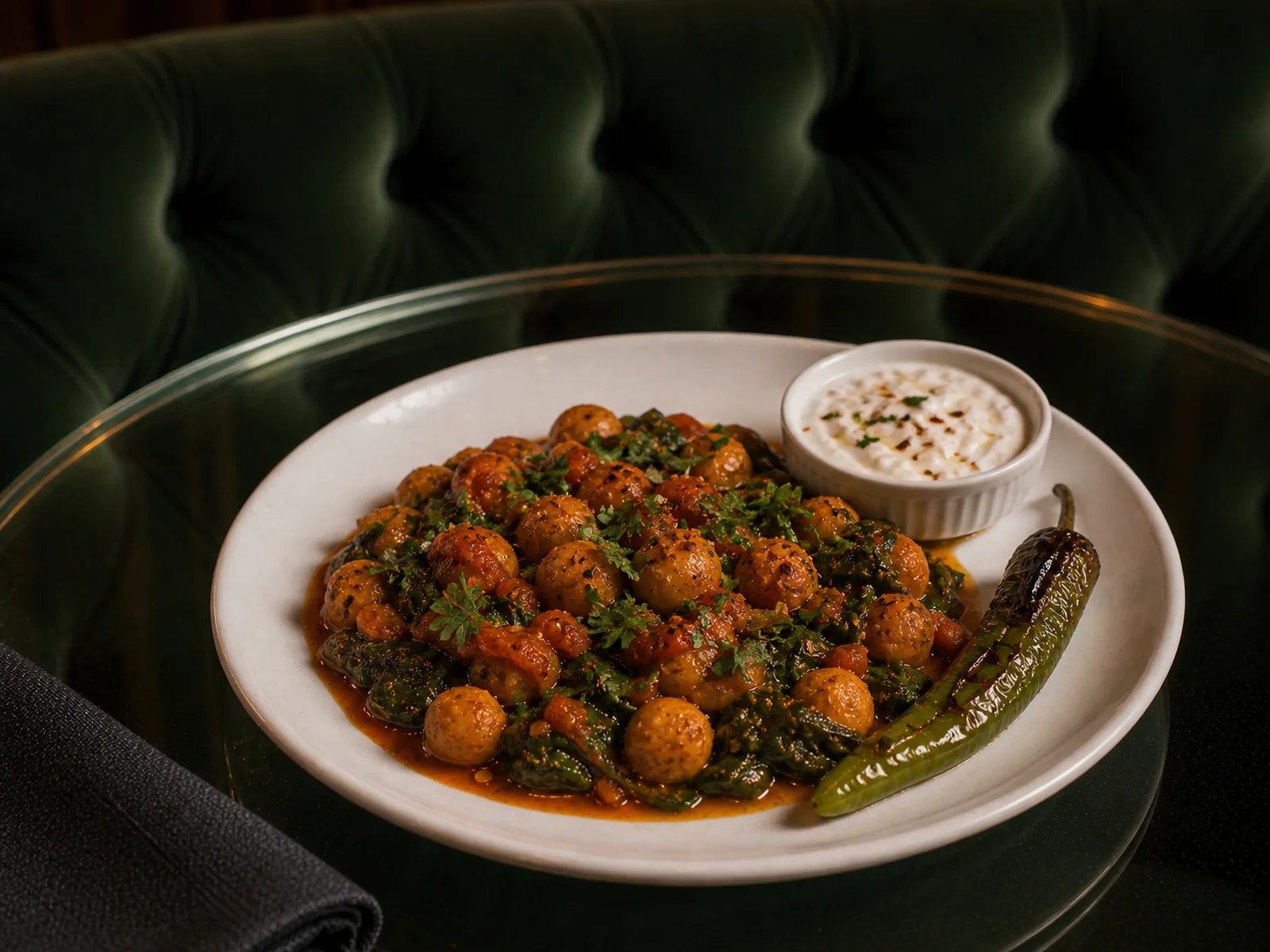 Spinach Pan with Fellah Meatless Dumplings