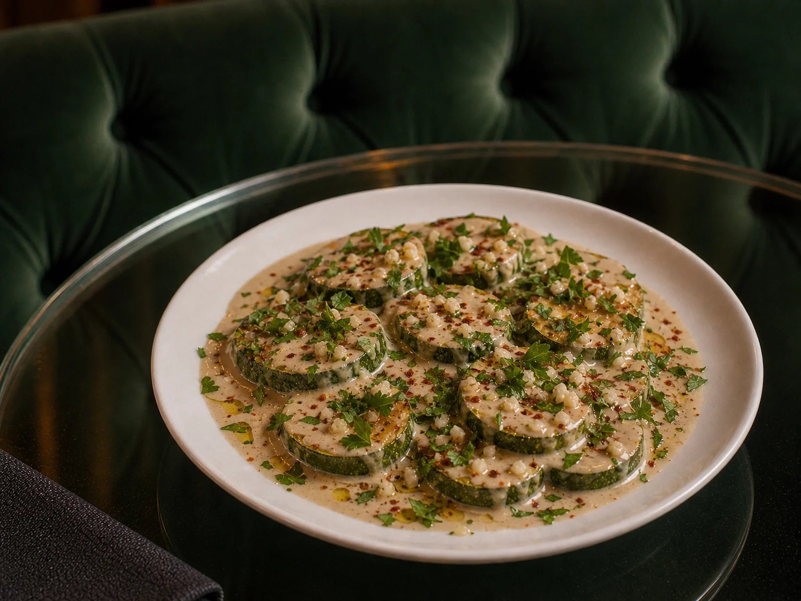 Tahini Braised Zucchini