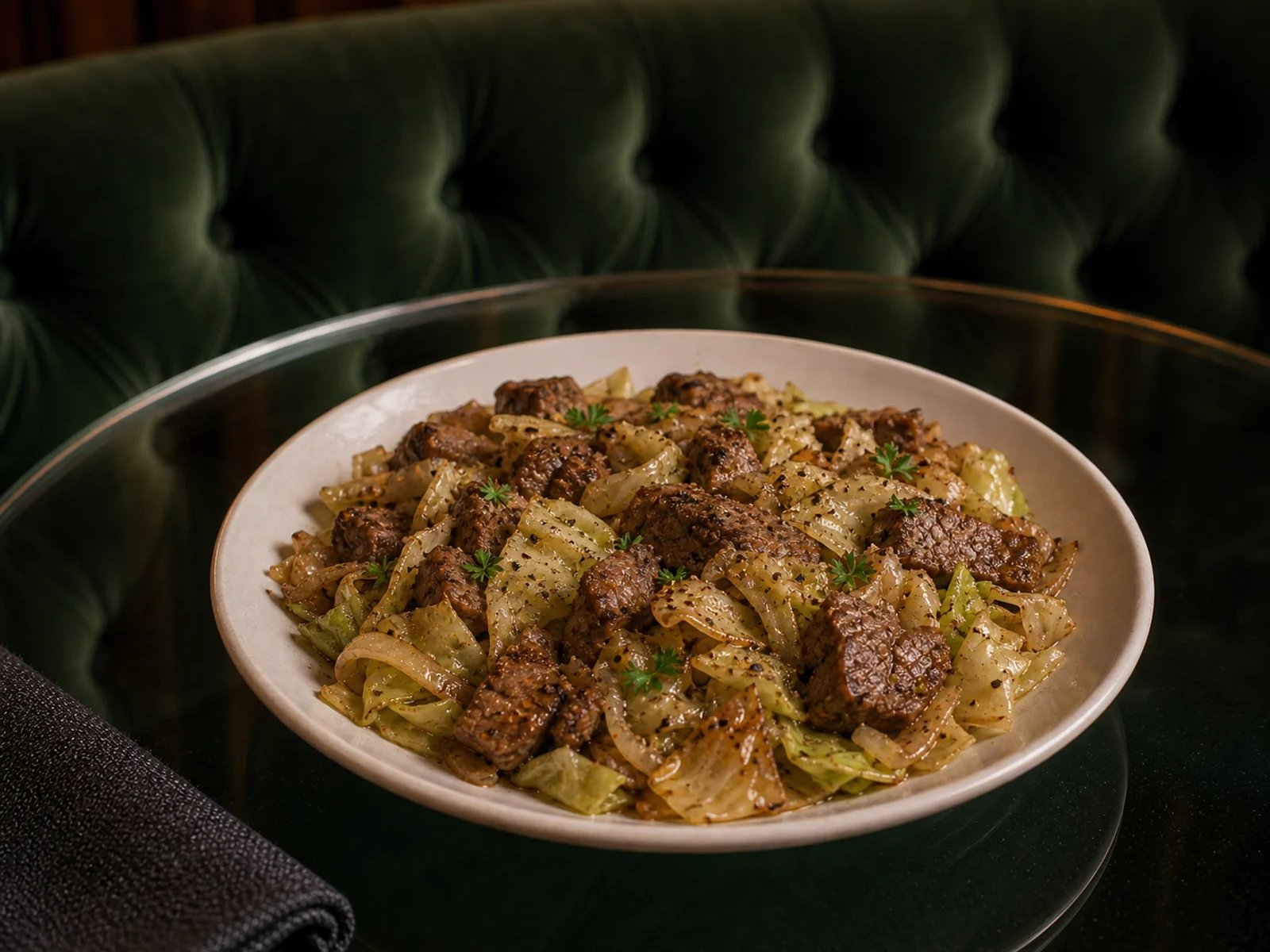 Beef and Cabbage Skillet with Black Pepper