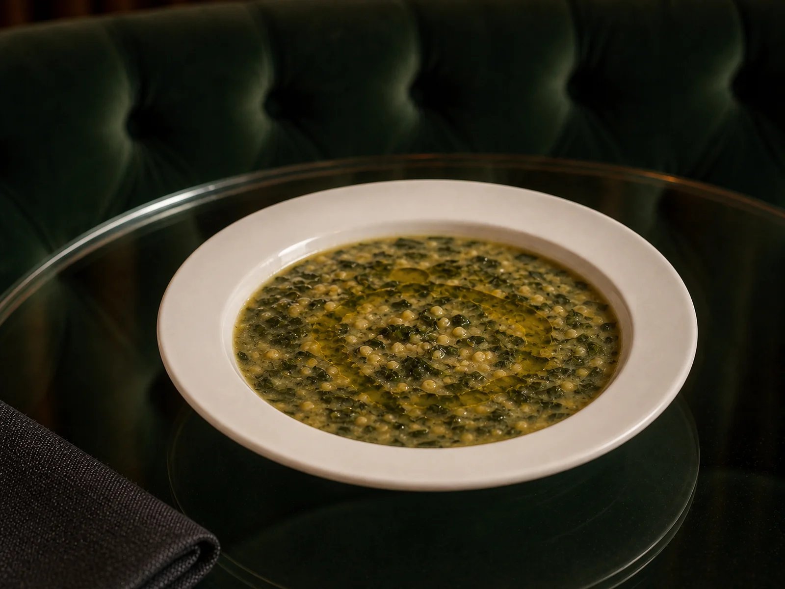 Spinach Soup with Cracked Corn