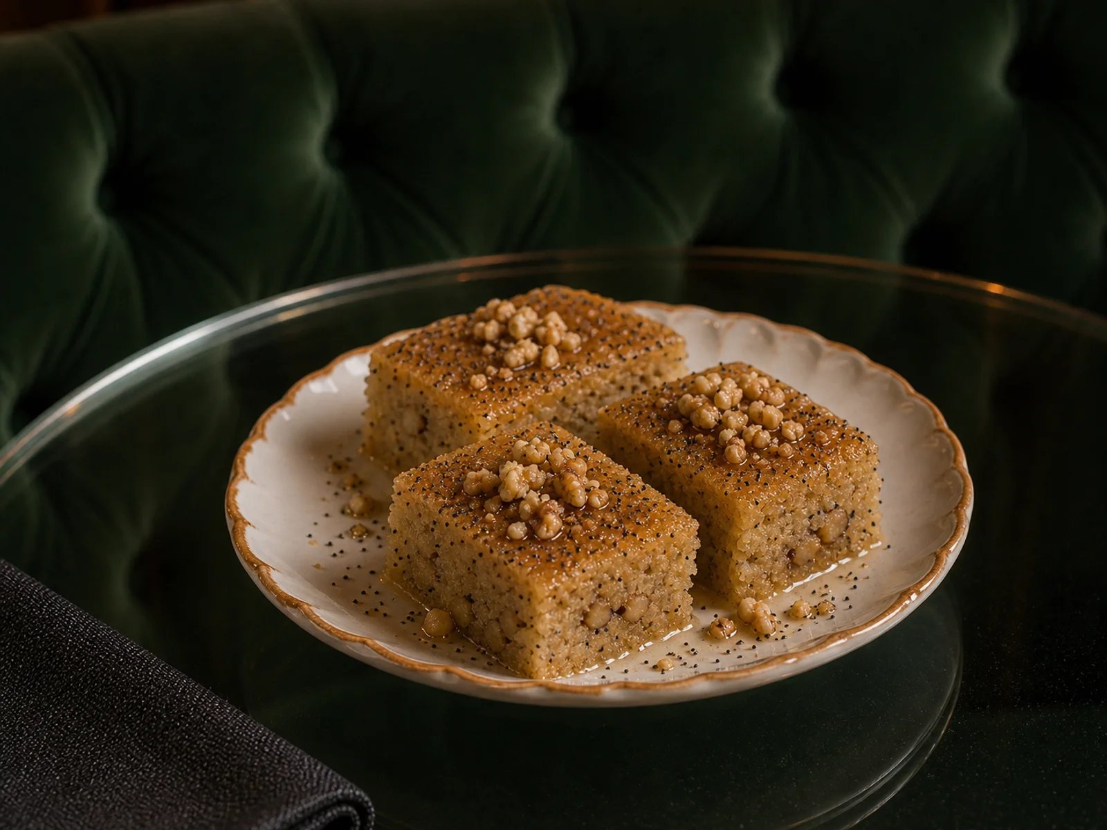 Usak Poppy Seed Walnut Semolina Dessert