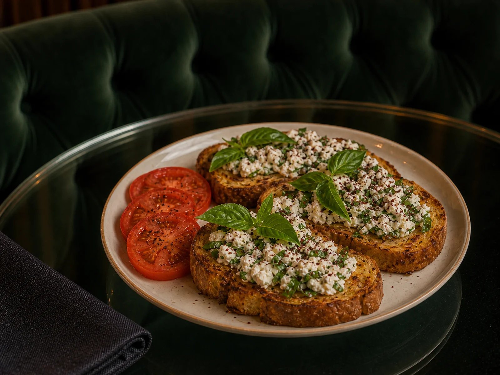 Eierbrot mit Basilikum und Lor-Käse