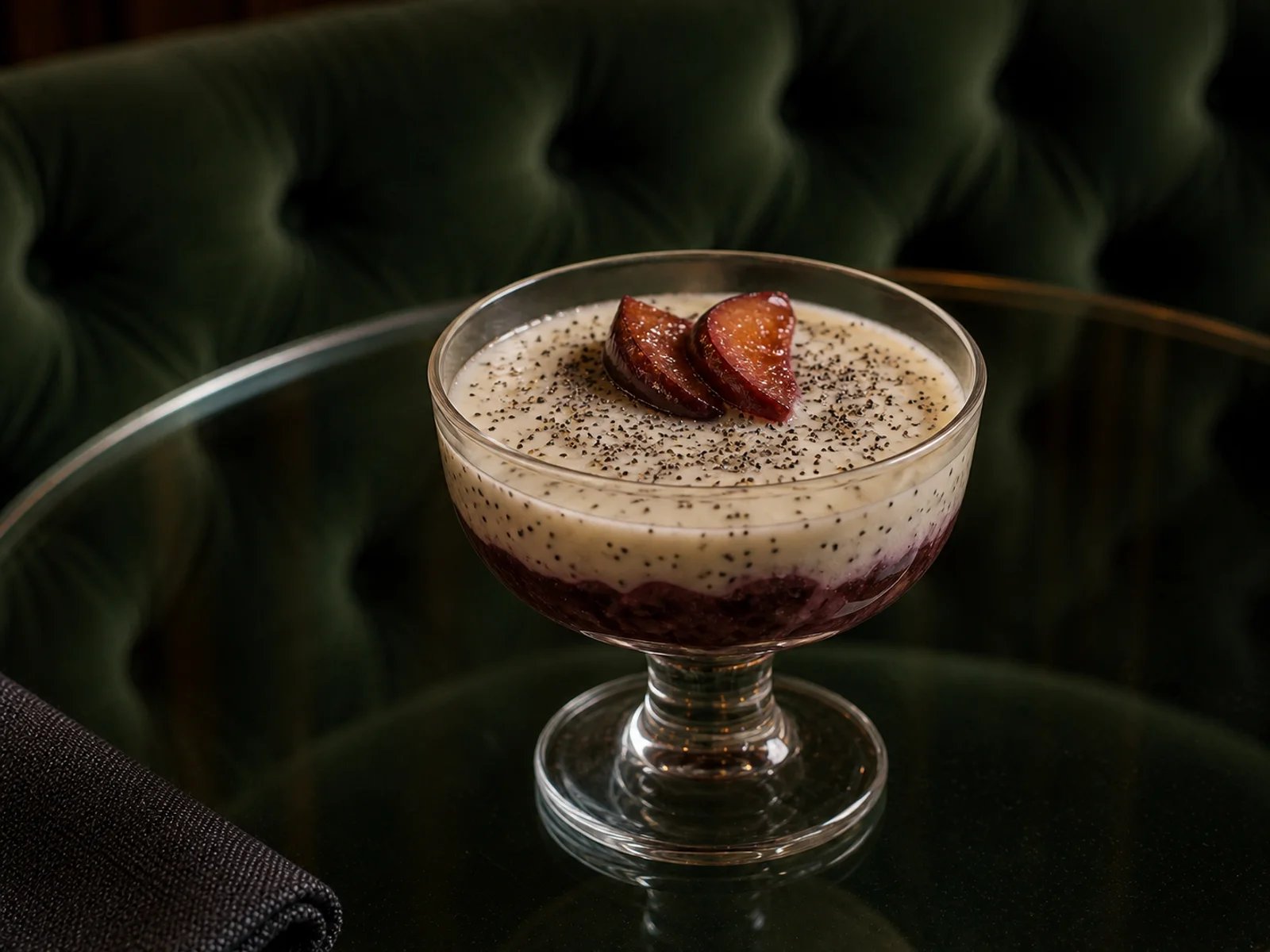 Cream Cups with Plums and Poppy Seeds