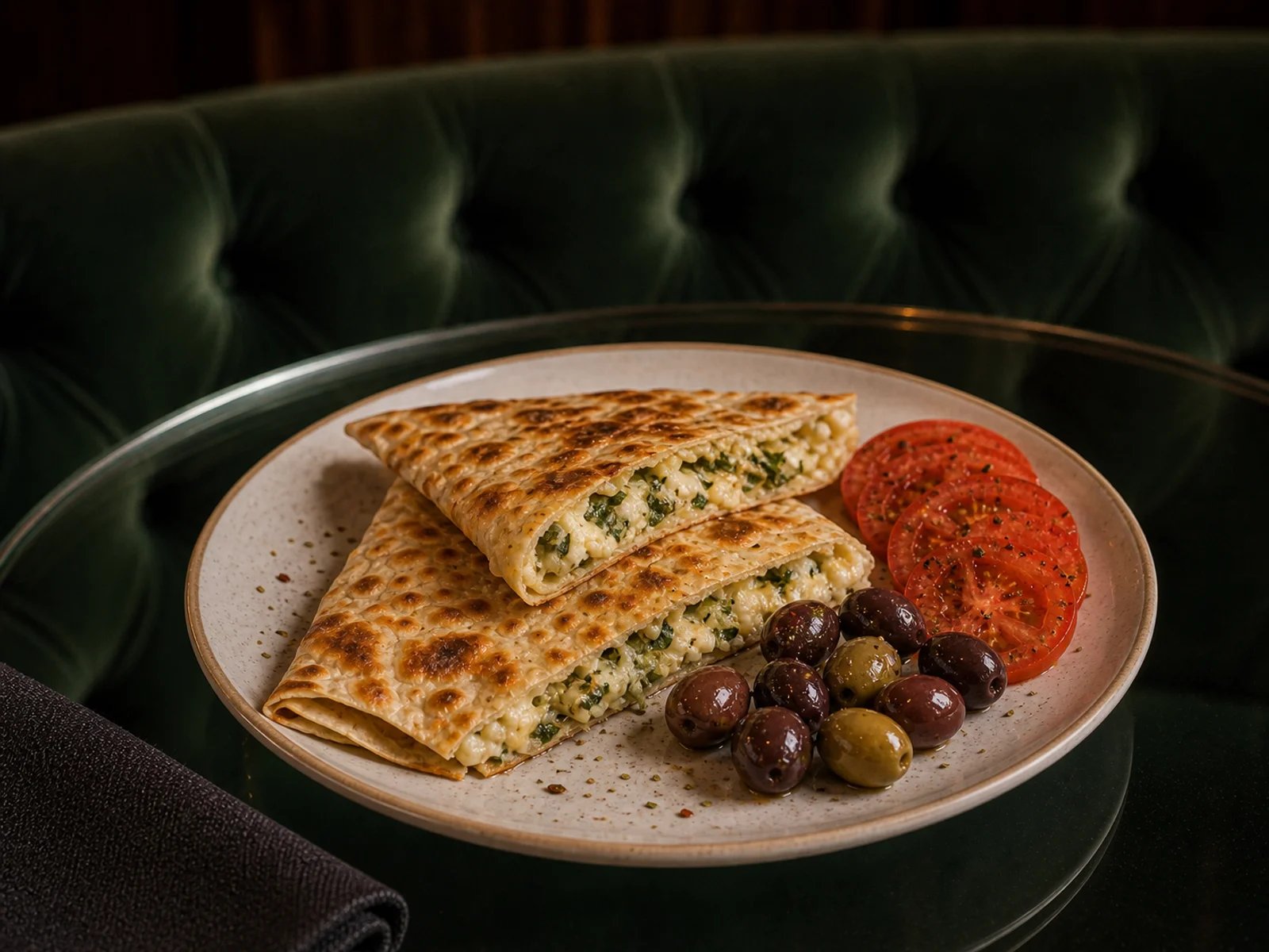Lavash-Toast mit Kräuterkäse und Tulum