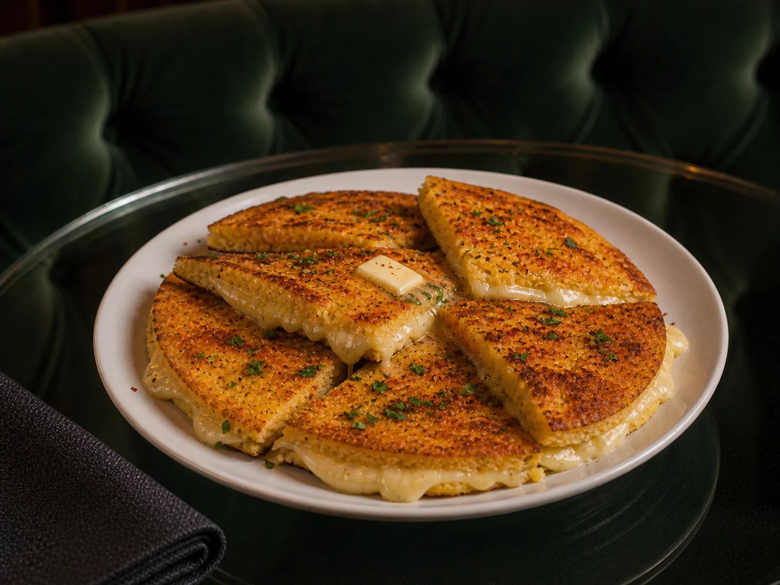 Toasted Corn Bread with Cheese