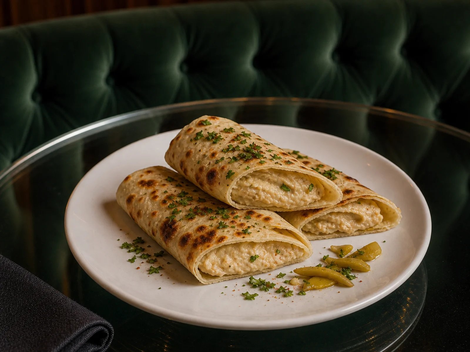 Flatbread Rolls with Hummus