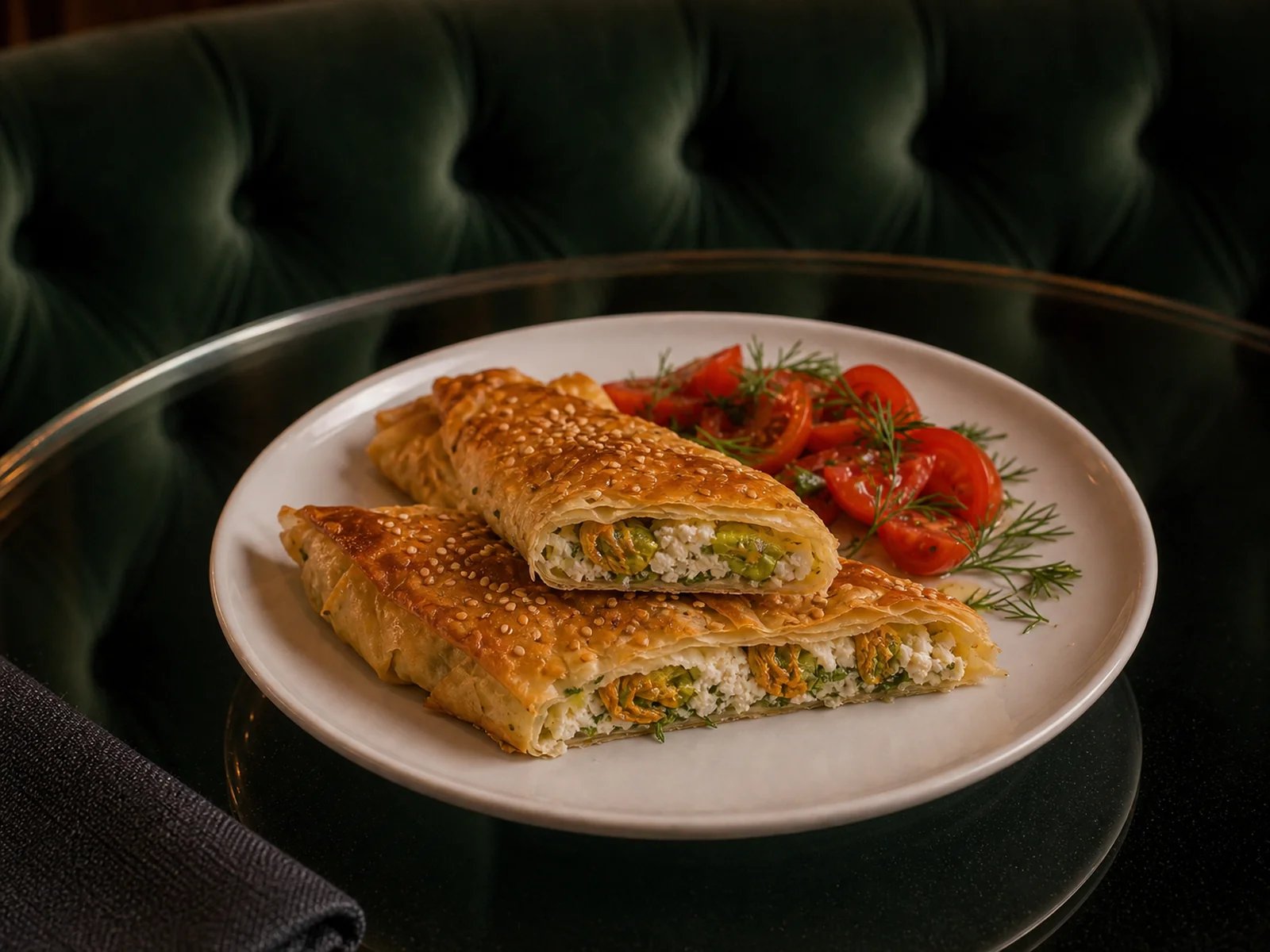 Sesame Zucchini Blossom Borek