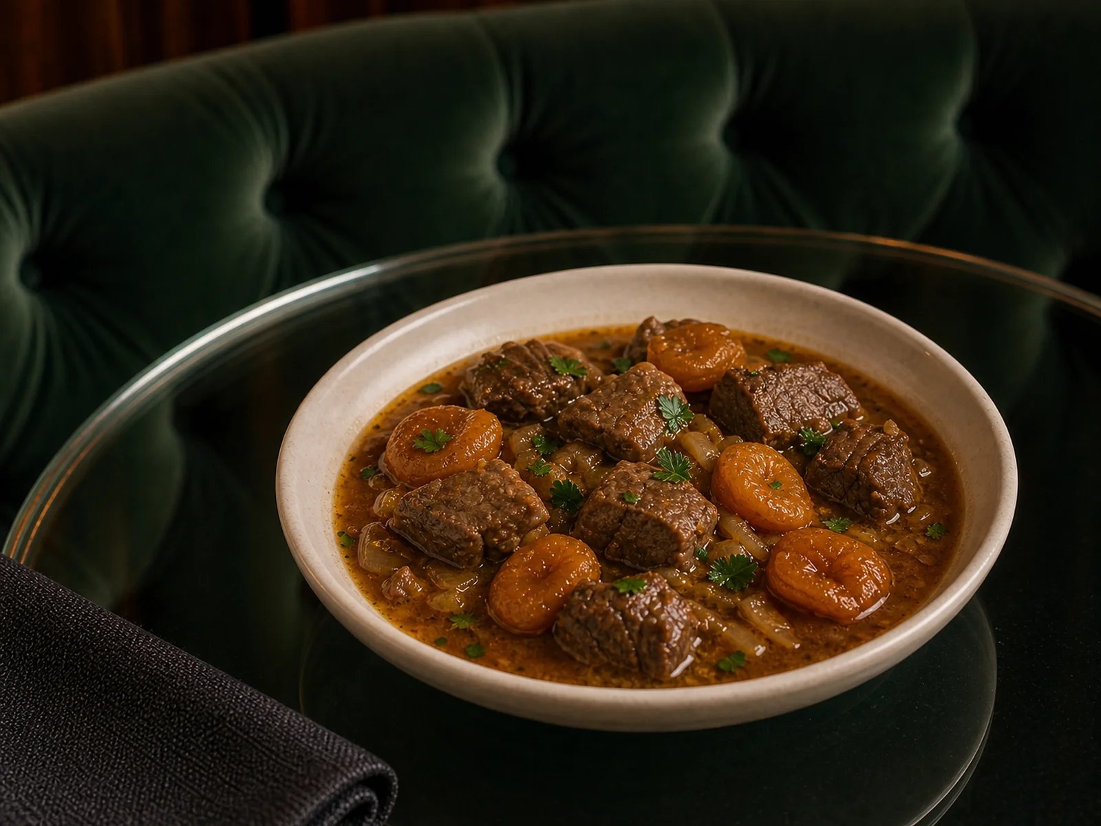 Fleischragout mit getrockneter Aprikose