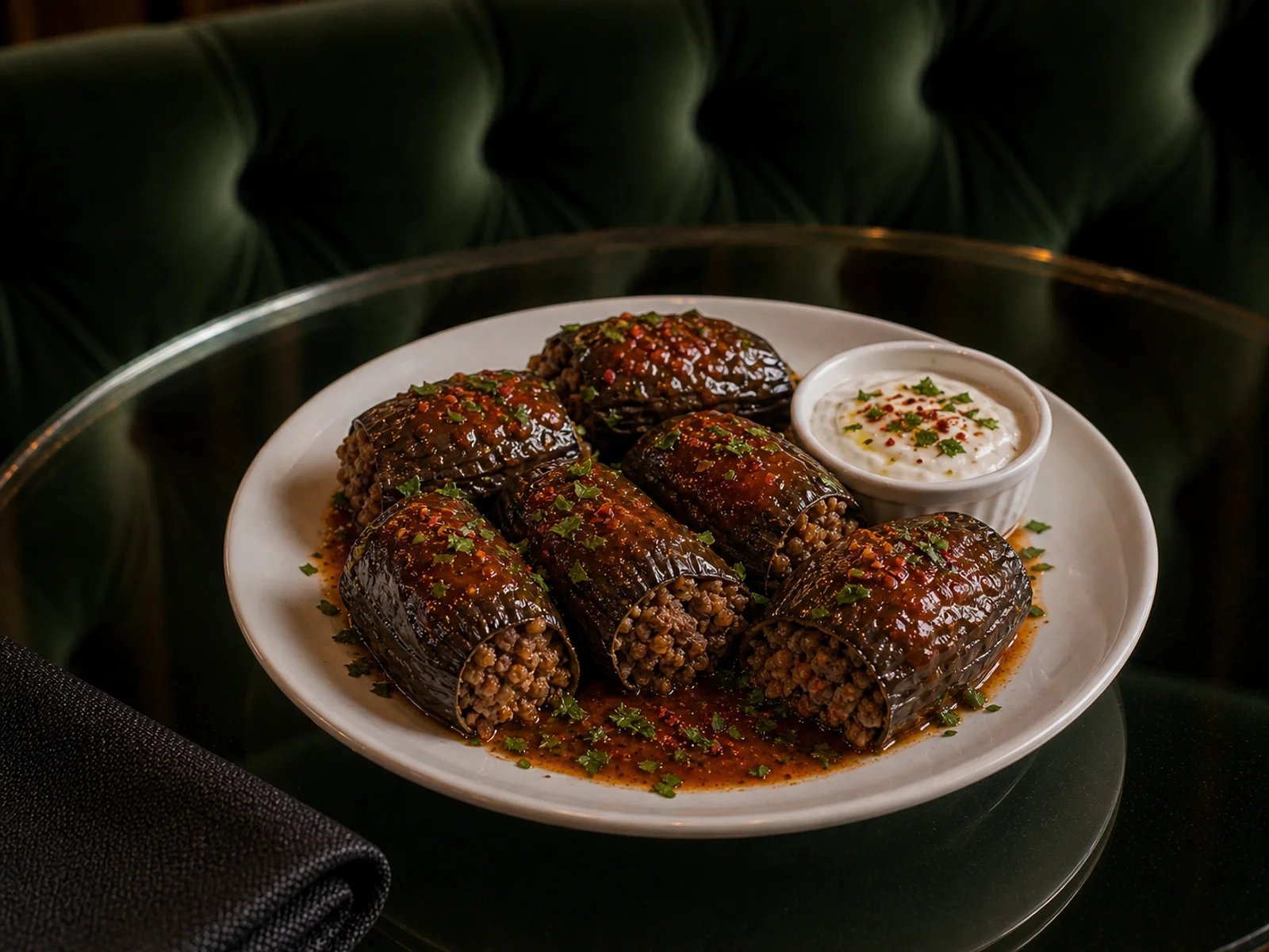 Dried Eggplant Dolma with Freekeh