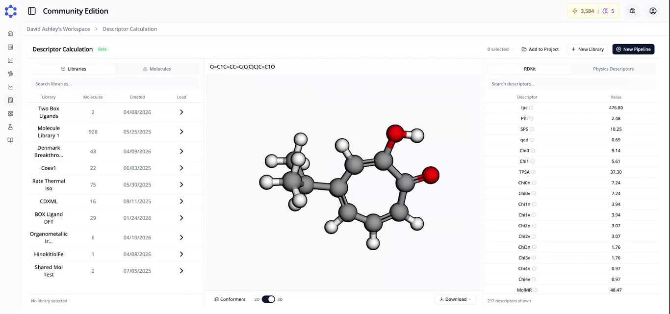 Molecular library upload interface