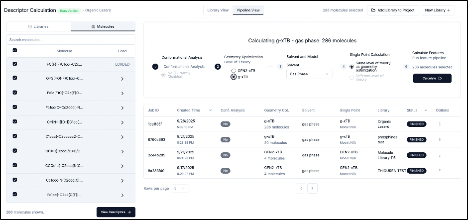 Descriptor Calculation Interface