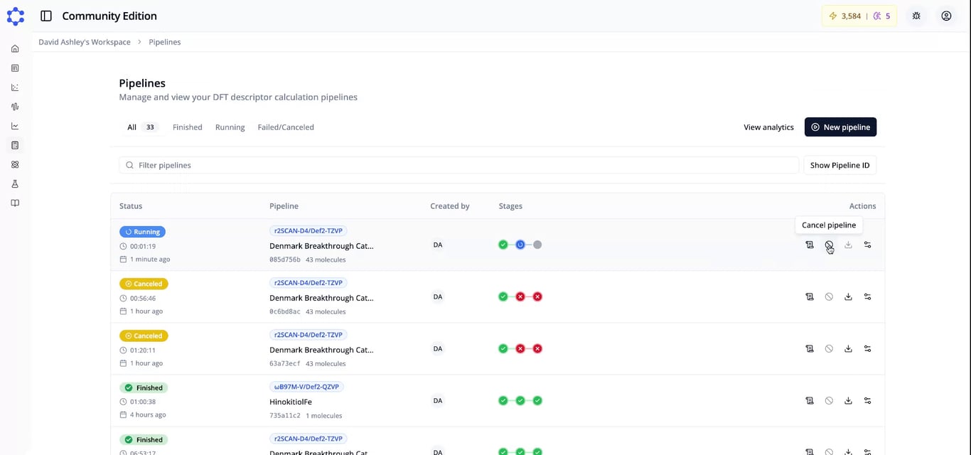 Pipeline logs and run details