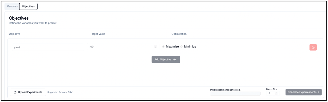 Target Variables Definition Interface