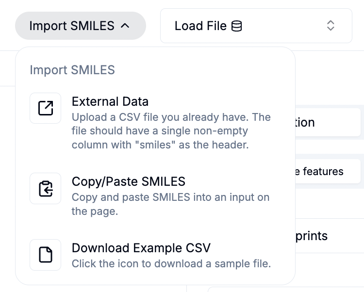 Import SMILES Interface