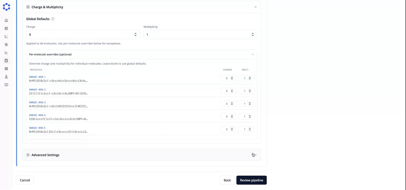 Advanced pipeline settings