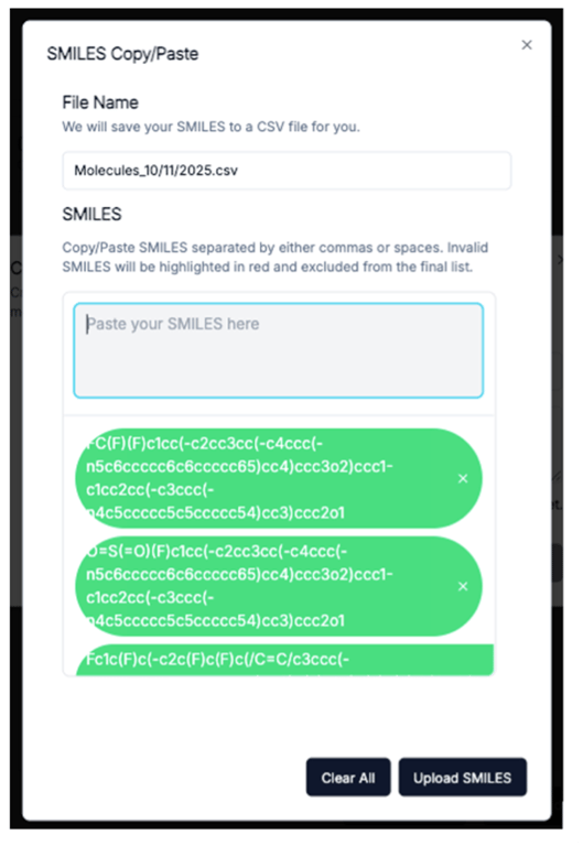 SMILES Upload Interface