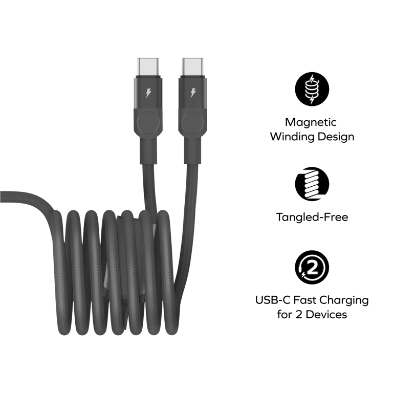 MOMAX Mag.link 100W USB-C to Dual USB-C 磁吸連接線(DC56)(200cm-黑色)