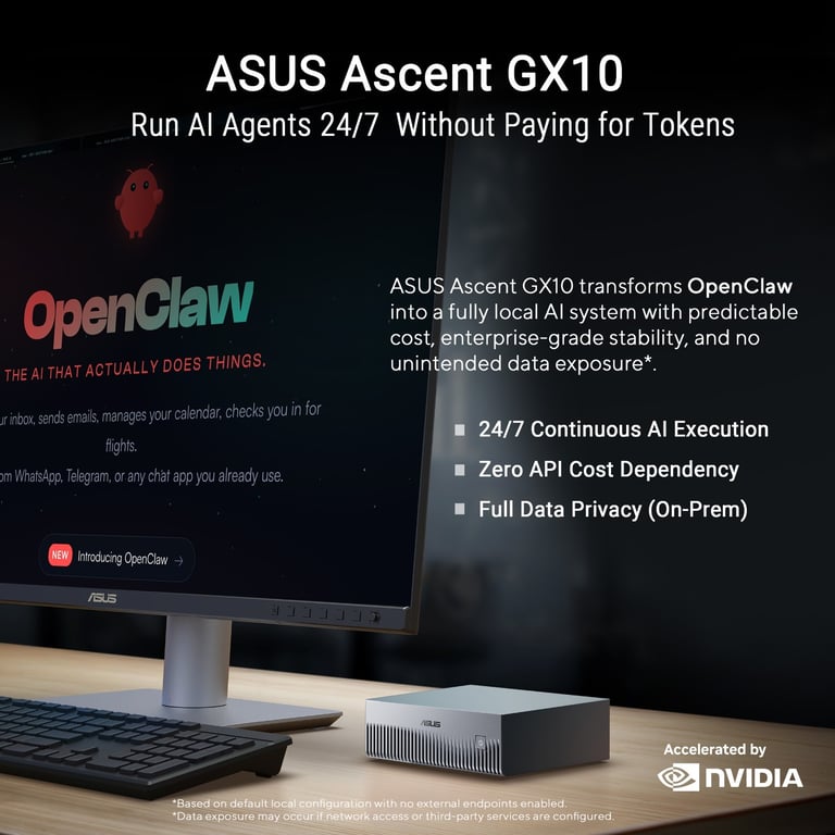 ASUS Ascent GX10 桌面級AI運算中心(GB10芯片/128GB Unified Ram)(4TB)