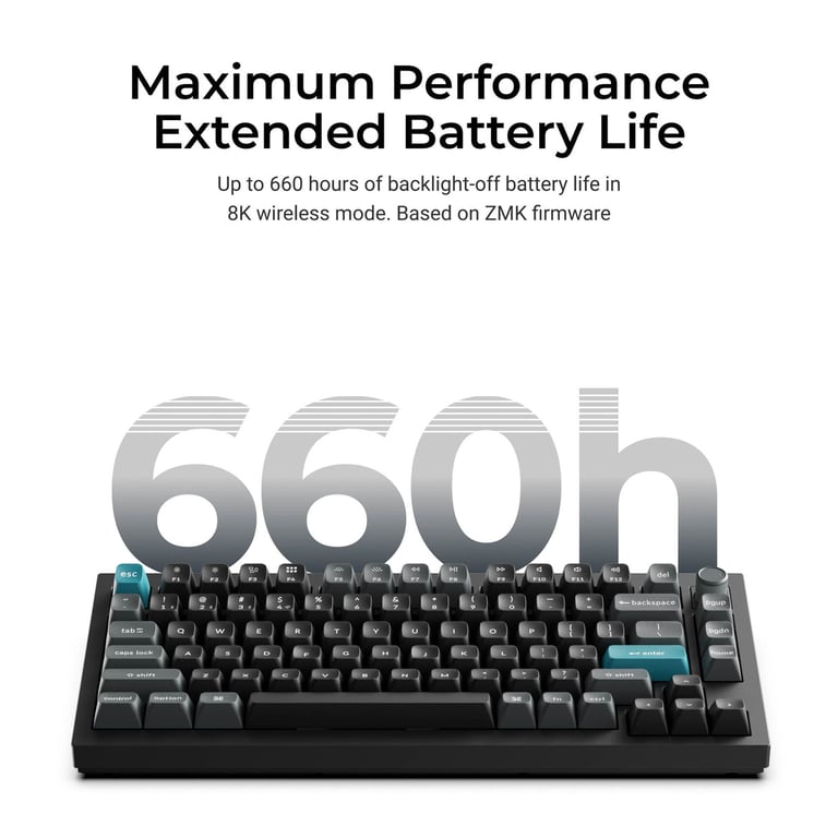 Keychron Q1 Ultra 8K (Q1U-M4) ZMK 75% 全鋁殼三模無線機械鍵盤(碳黑-Gateron Jupiter 香蕉軸)