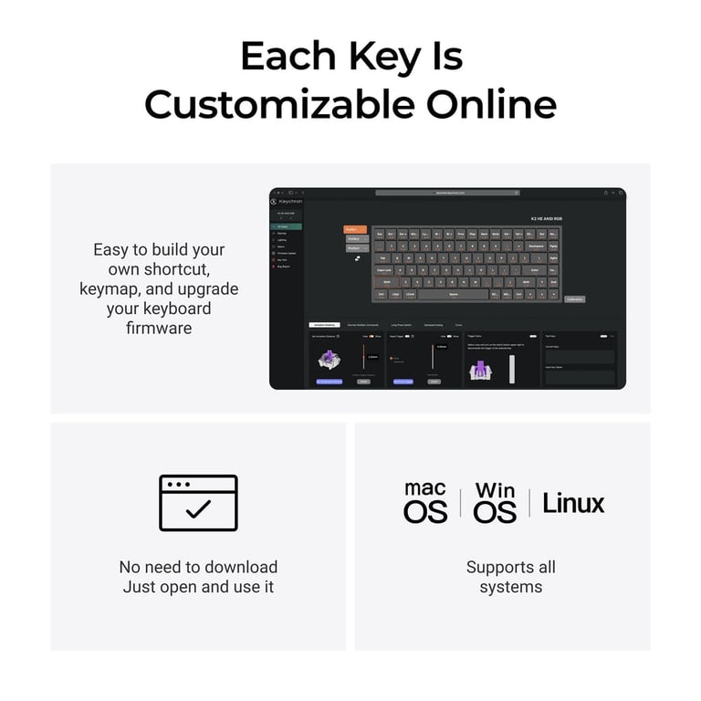 Keychron K2 HE (K2H-F1C) QMK 三模無線磁軸鍵盤(特別版-Concrete Edition)