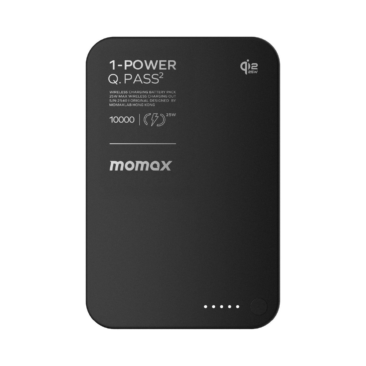 MOMAX 1-Power Q.Pass2 Qi2.2 10000mAh 磁吸流動電源(IP168Q2)(黑色)