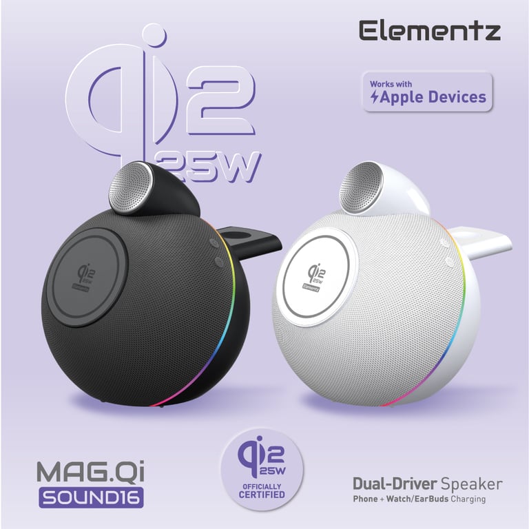 Elementz Sound 16 Mag Qi 25w 無線磁吸充電座及藍牙喇叭(FC-S16)(黑色)