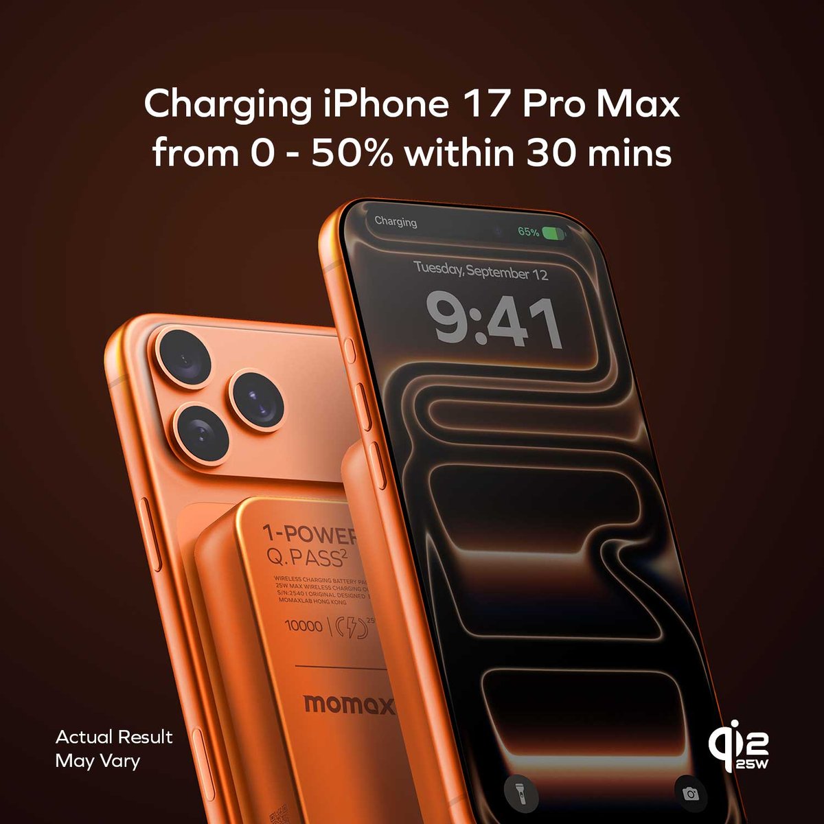 MOMAX 1-Power Q.Pass2 Qi2.2 10000mAh 磁吸流動電源(IP168Q2)(黑色)