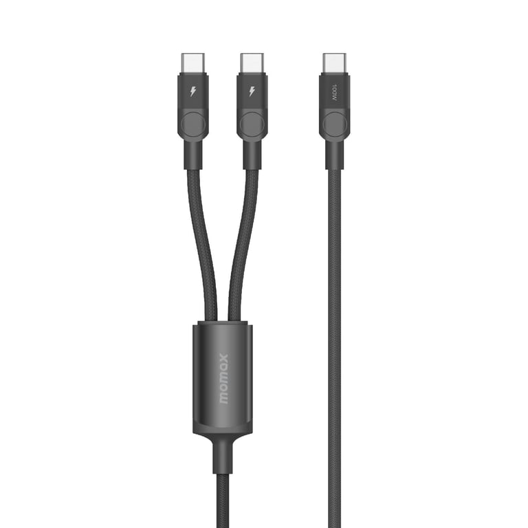 MOMAX Mag.link 100W USB-C to Dual USB-C 磁吸連接線(DC56)(200cm-黑色)