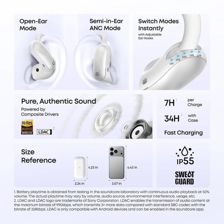 Anker Soundcore AeroFit 2 Pro 開放式氣導運動無線藍牙耳機 (A3875)(白色)