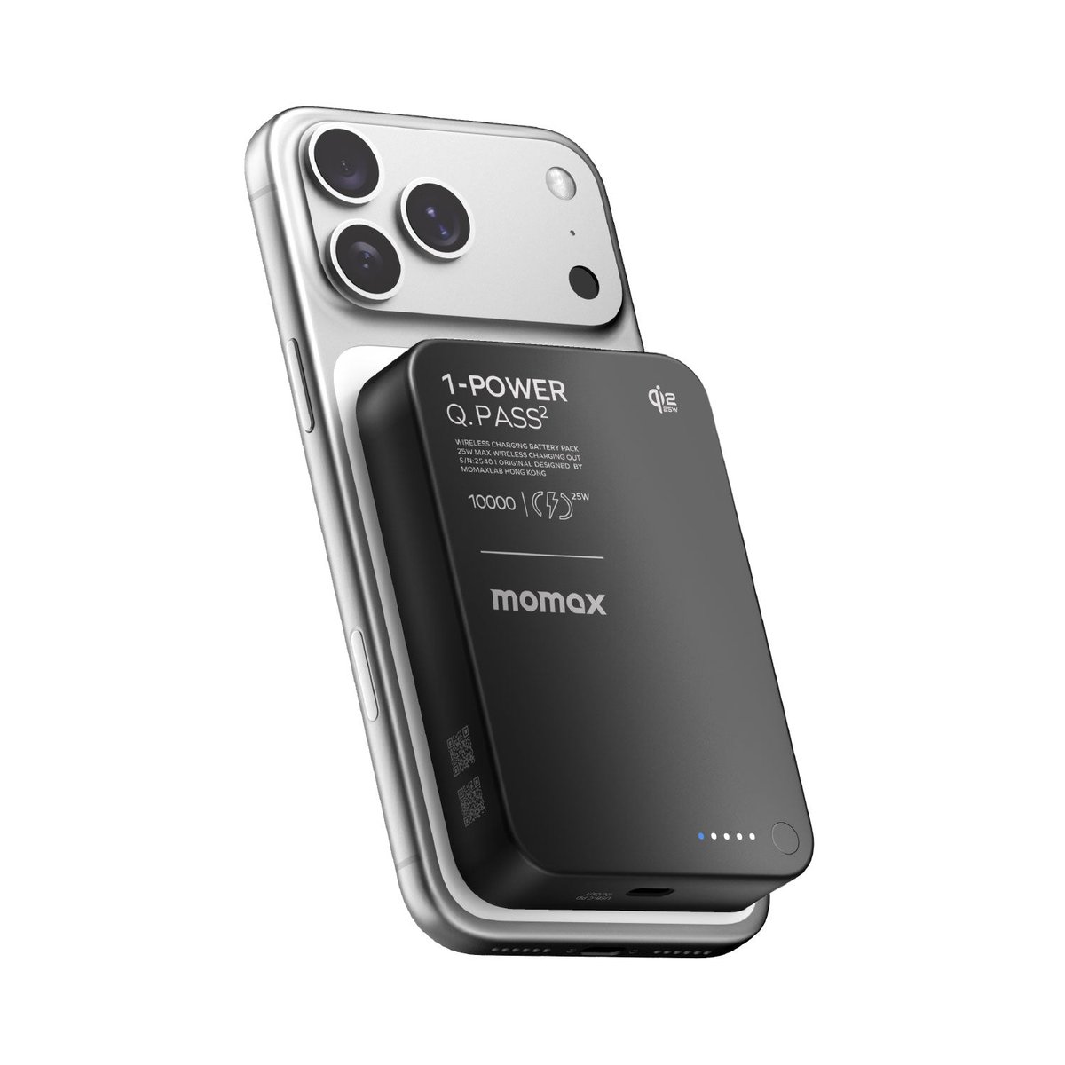 MOMAX 1-Power Q.Pass2 Qi2.2 10000mAh 磁吸流動電源(IP168Q2)(黑色)
